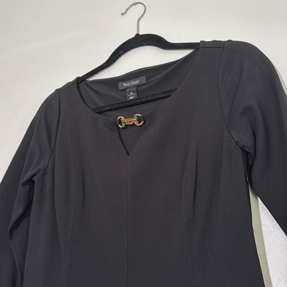 White House Black Market Black Mini Dress with Gold Accent - Picture 4 of 4